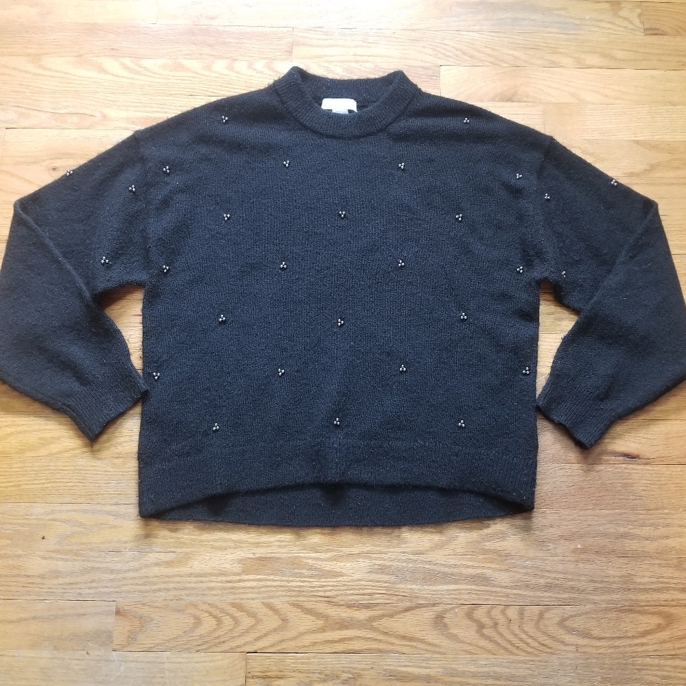 H&M Metal Studded Womens Knit Preppy SM Round Neck Sweater Business Pullover